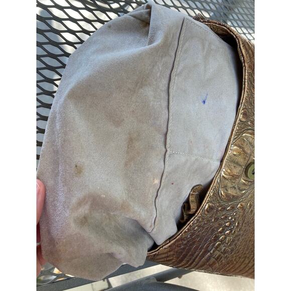 BRAHMIN BROWN AND GOLD SHIMMER CROCK LEATHER SHOULER BAG - Picture 16 of 16